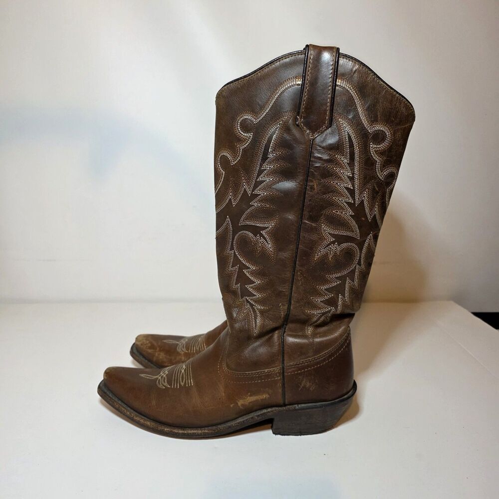 Gypsy Rose brown leather embroidered western cowgirl boots Size 8 #155-10LA